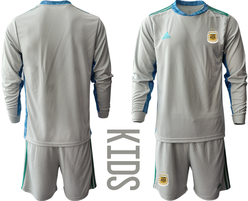 Youth 2020-2021 Season National team Argentina goalkeeper Long sleeve grey Soccer Jersey